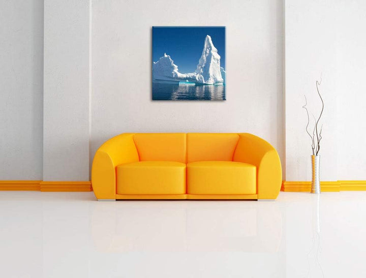 Pixxprint Riesiger kunstvoller Eisberg, Format: 70x70 auf Leinwand, 70x70