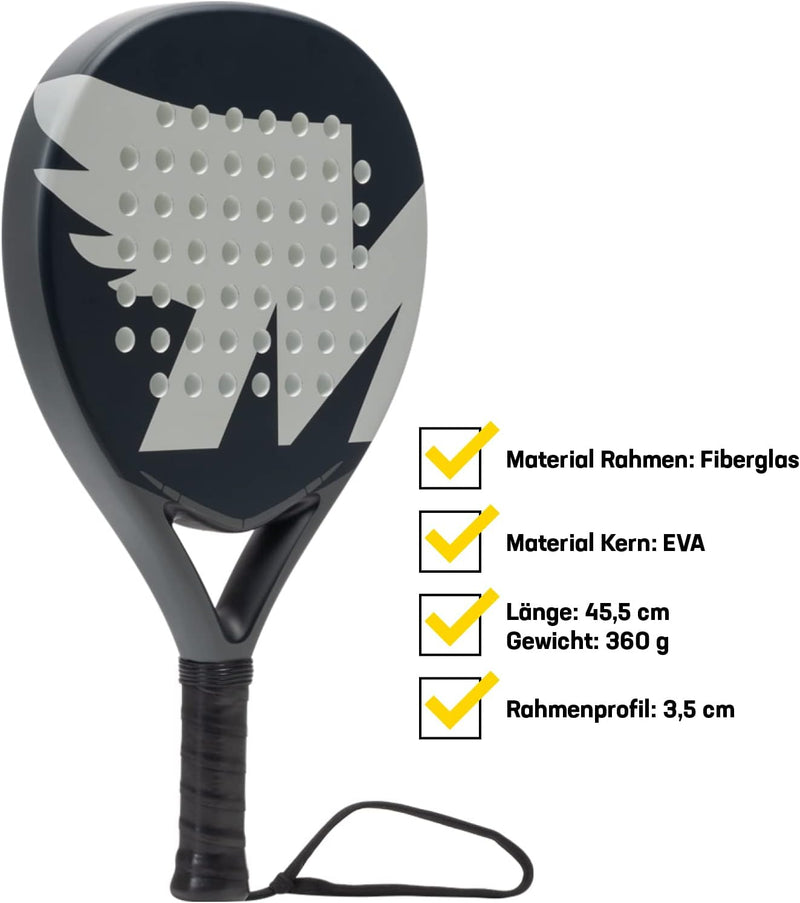 MUWO Sevilla Toledo Salamanca Bilbao Padelschläger für Padel-Tennis. Mit ultraweichem Eva-Kern, Fibe