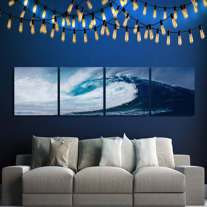 Feeby. Leinwandbild, Bilder, Wand Bild - 4 Teile - Panoramabild, Wandbilder, Kunstdruck 80x20 cm, WE