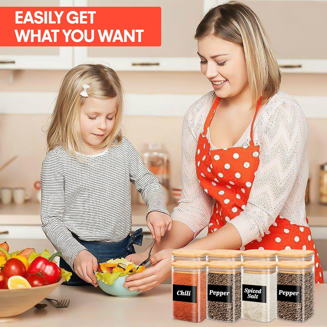 YUTUY Vorratsdosen Glas 12er Set,Vorratsgläser mit Deckel Eckig, Vorratsgläser Glasbehälter,Gewürzgl