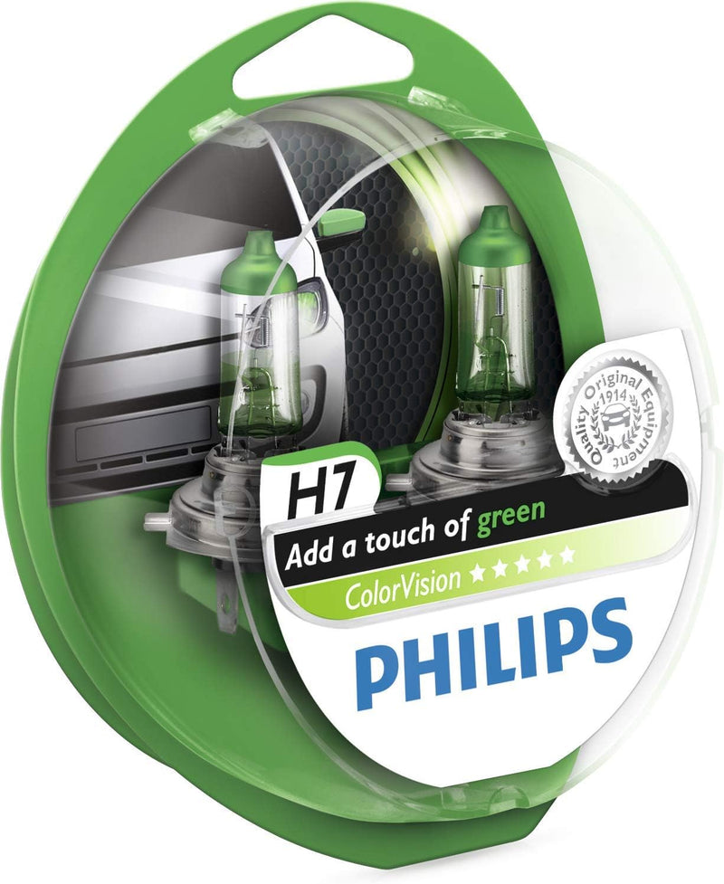 Philips 36798028 ColorVision Scheinwerferlampe H7 2-er Kit, grün H7 Green, H7 Green