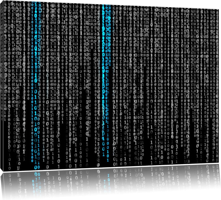 Matrix Zahlen schwarz/weiss Format: 100x70 auf Leinwand, XXL riesige Bilder fertig gerahmt mit Keilr