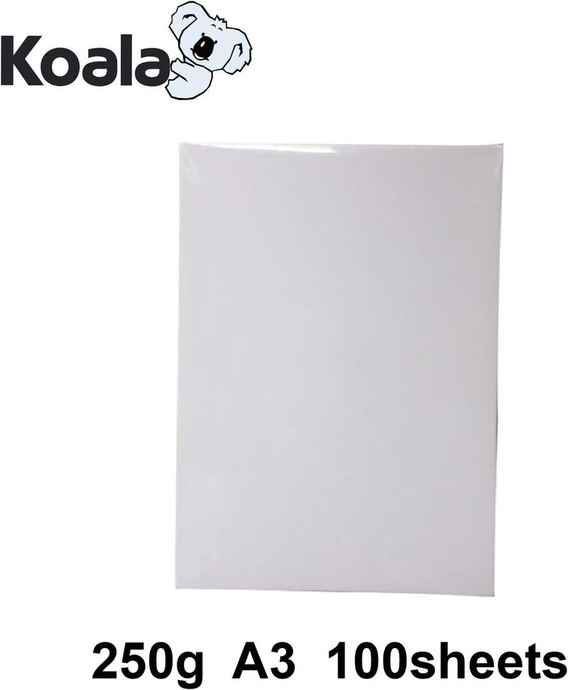 KOALA Fotopapier für Laserdrucker, Doppelseitig, Glänzend, A3, 250 g/m², 100 Blatt. Geeignet zum Dru