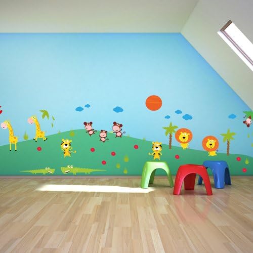 Wandkings Dschungeltiere Wandsticker Megapack Set, 76 Aufkleber, Gesamtfläche 260 x 70 cm