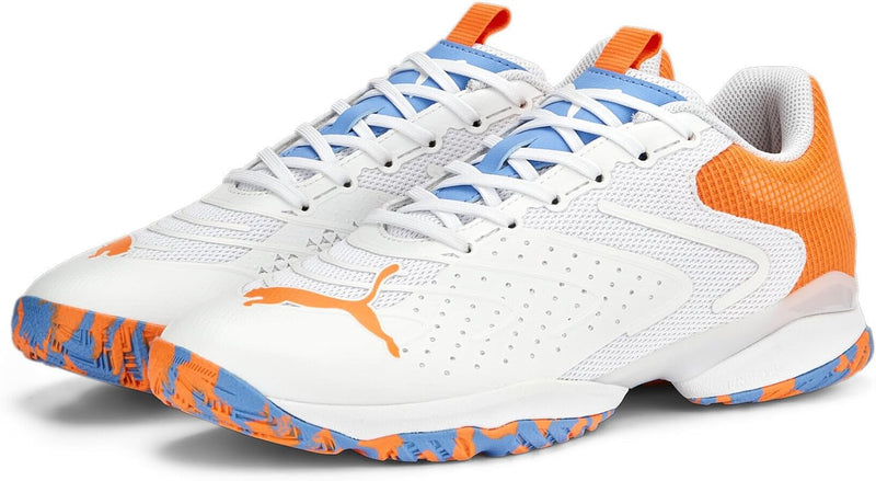 PUMA Unisex Solarattack RCT Tennisschuh 44.5 EU Puma White Ultra Orange Team Light Blue, 44.5 EU Pum