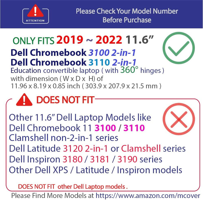 mCover Schutzhülle kompatibel mit 2019 ~ 2022 11,6 Zoll Dell Chromebook 3100/3110 2-in-1 Education S