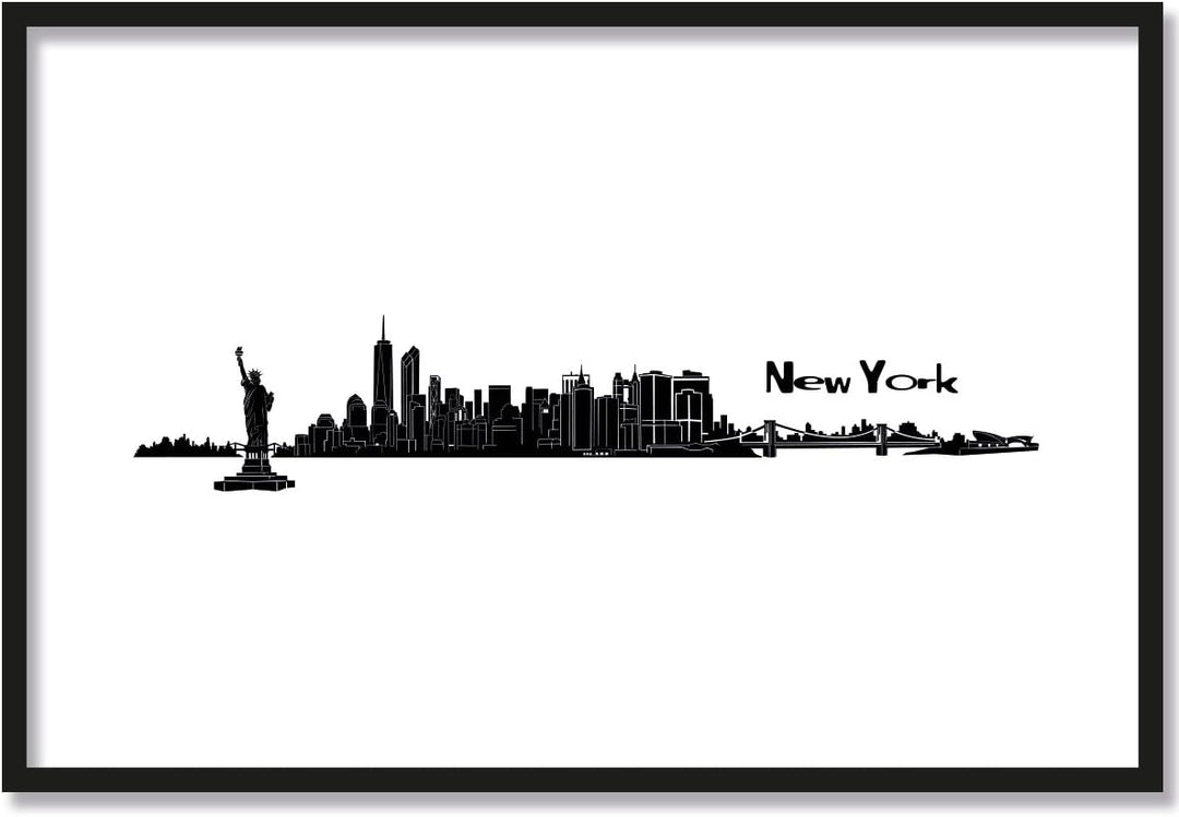 JUNIWORDS Poster mit/ohne Holzrahmen, Wähle ein Motiv, Skyline New York, Wähle eine Grösse, 40 x 60