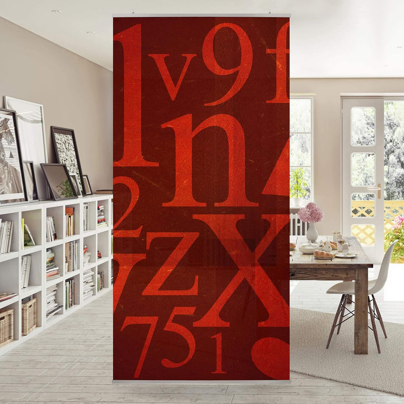 Bilderwelten Raumteiler Schriftzeichen in Rot 250x120cm inkl. transparenter Halterung 250x120cm incl