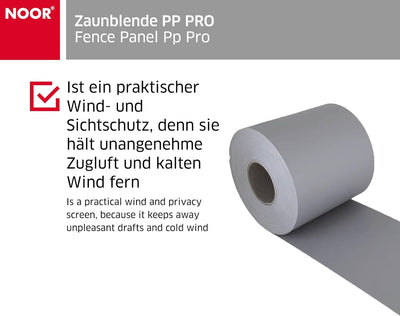 NOOR Zaunblende PP PRO 650 g/m2 Hellgrau I 0,19 x 35 m I Der ideale Sichtschutz für Ihren Doppelstab