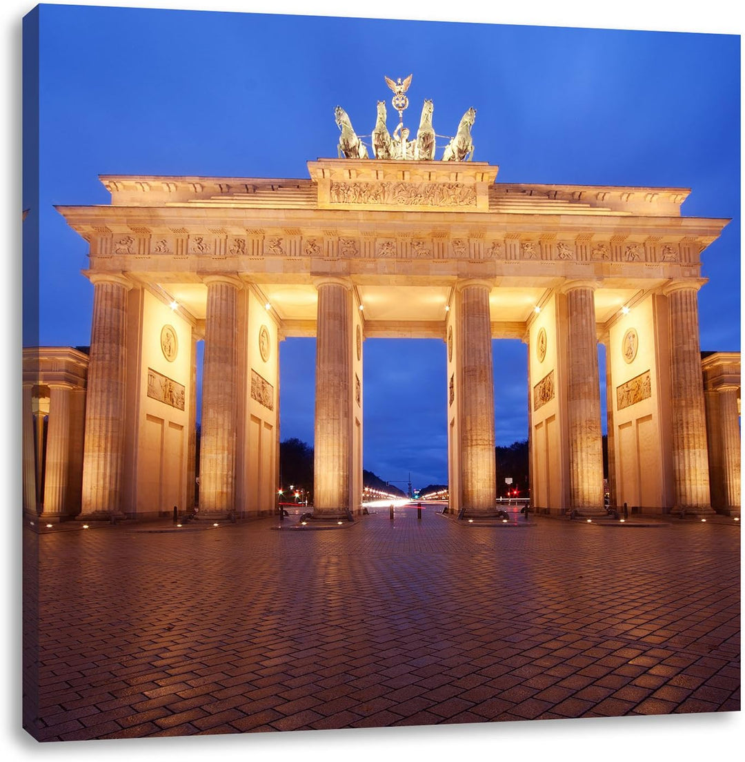 Pixxprint Hell erleuchtetes Brandenburger Tor als Leinwandbild/Grösse: 70x70 / Wandbild/Kunstdruck/f