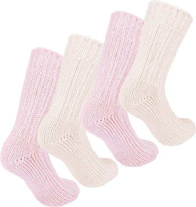 Brubaker 4 Paar Alpaka Socken sehr dick flauschig und warm - reine Alpakawolle 39-42 Beige- und Rosa