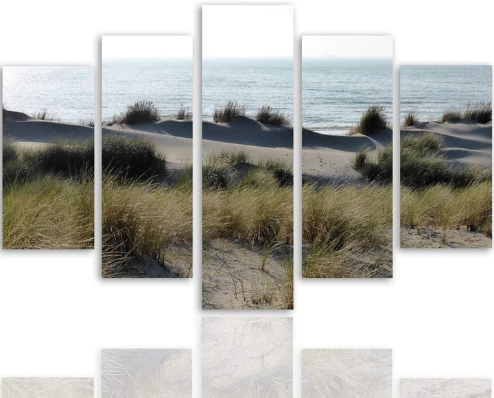 Bilder 5 Teilig Dünen Deco Panel Kunst Strand See Landschaft bunt 100x70 cm Deco panel 100x70 cm E,