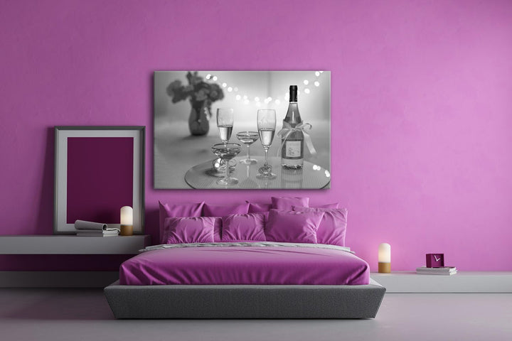 deyoli pinker Champagne Format: 80x60 Effekt: Schwarz/Weiss als Leinwand, Motiv fertig gerahmt auf E