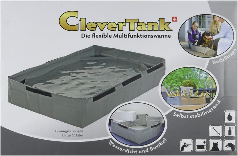 Kofferraumschutz CleverTank, Faltwanne, Masse: B 60 cm x T 60 cm x H 20 cm, Farbe grau grau Medium,