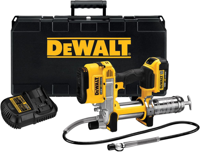 DEWALT DCGG571M1-GB DCGG571M1 18 V XR schnurlose Li-Ion Fettpresse (1 x 4 Ah Akku), Multi Einzelbett