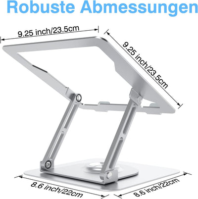 Epherie Laptop Ständer mit 360° drehbarem rundem Basis, Höhenverstellbarer ergonomischer Laptopständ