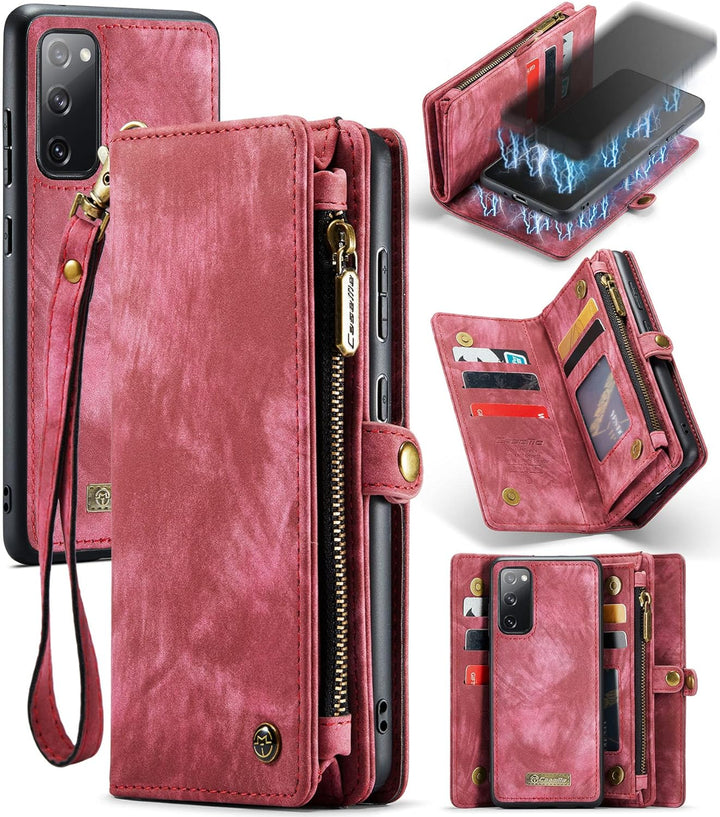 UFinetech Abnehmbar Samsung Galaxy S20 FE Hülle Tasche Handy Leder TPU Kartenfach Flip Magnetisch Re