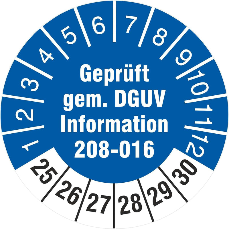 1000 Prüfetiketten 18 mm geprüft DGUV Information 208-016 Leitern und Tritte 2025-2030 1000 18mm Dur