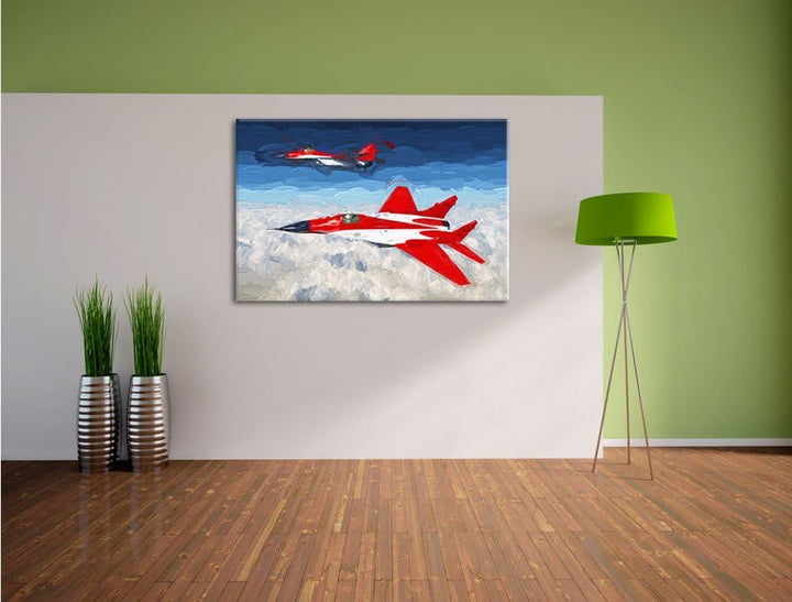 Pixxprint Kampfjets 100x70cm Leinwandbild Wandbild Kunstdruck, 100x70