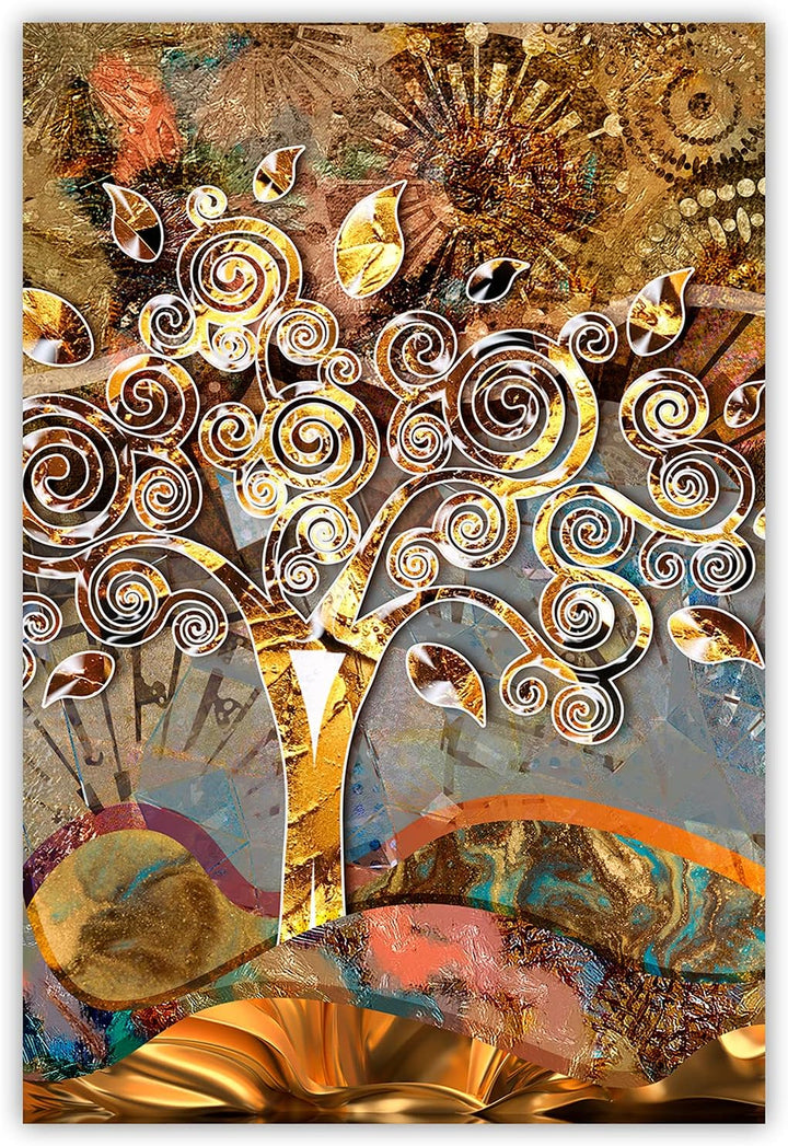 Feeby Bilder Gustav Klimt Baum des Lebens XXL 60x90 cm 1 Teilig Modern Wohnzimmer Schlafzimmer Flur