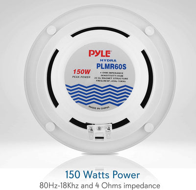 PYLE Audio INC Marine-Lautsprecher (150 Watt, 16,51 cm (6,5 Zoll), 2-Wege) Silber, PLMR60S
