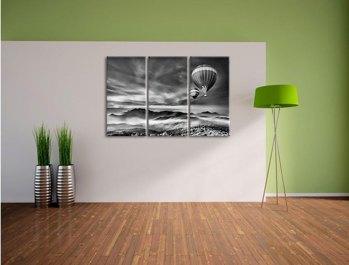 Pixxprint Heiss Luftballons Alpen als Leinwandbild/Grösse: 3 Teilig (120x80 cm) cm/Wandbild/Kunstdru