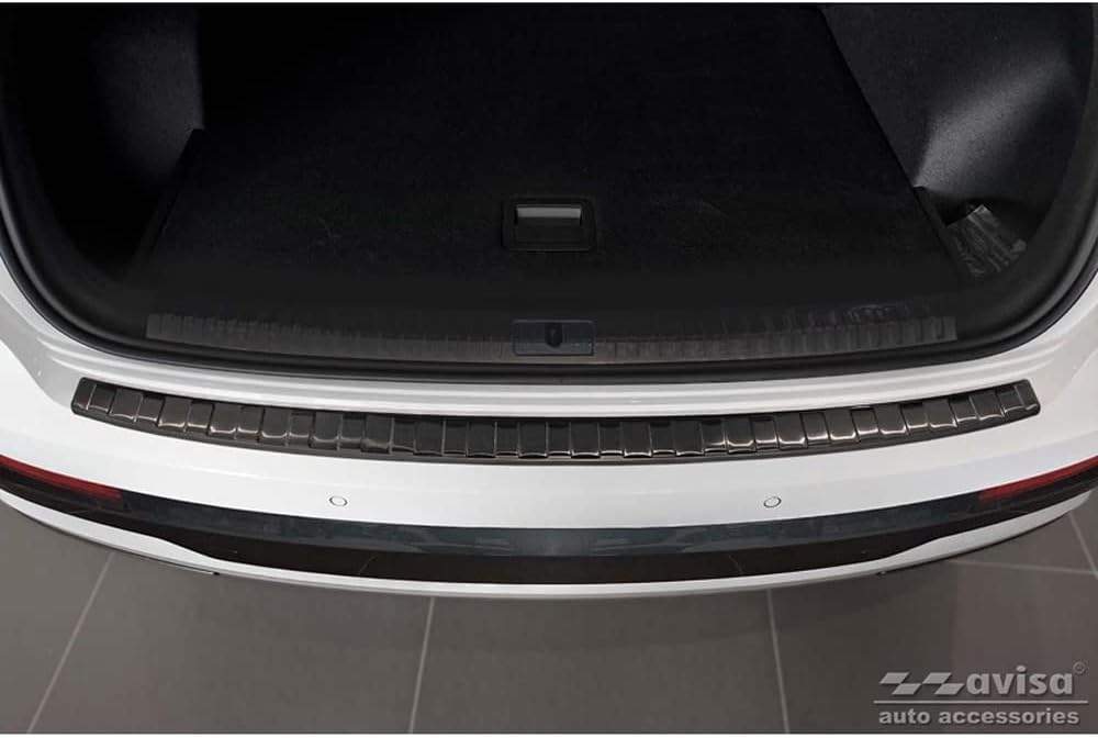 Avisa Schwarz Edelstahl Heckstossstangenschutz kompatibel mit Audi Q3 II 2019- inkl. S-Line 'Ribs'
