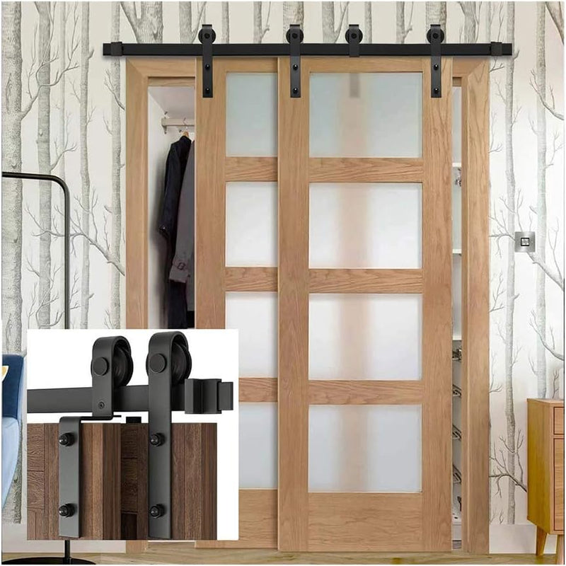 6.6FT/200cm Schiebetürbeschlag Barn Door Hardware Kit Laufschienen für Schiebetür Hängeschiene Schie