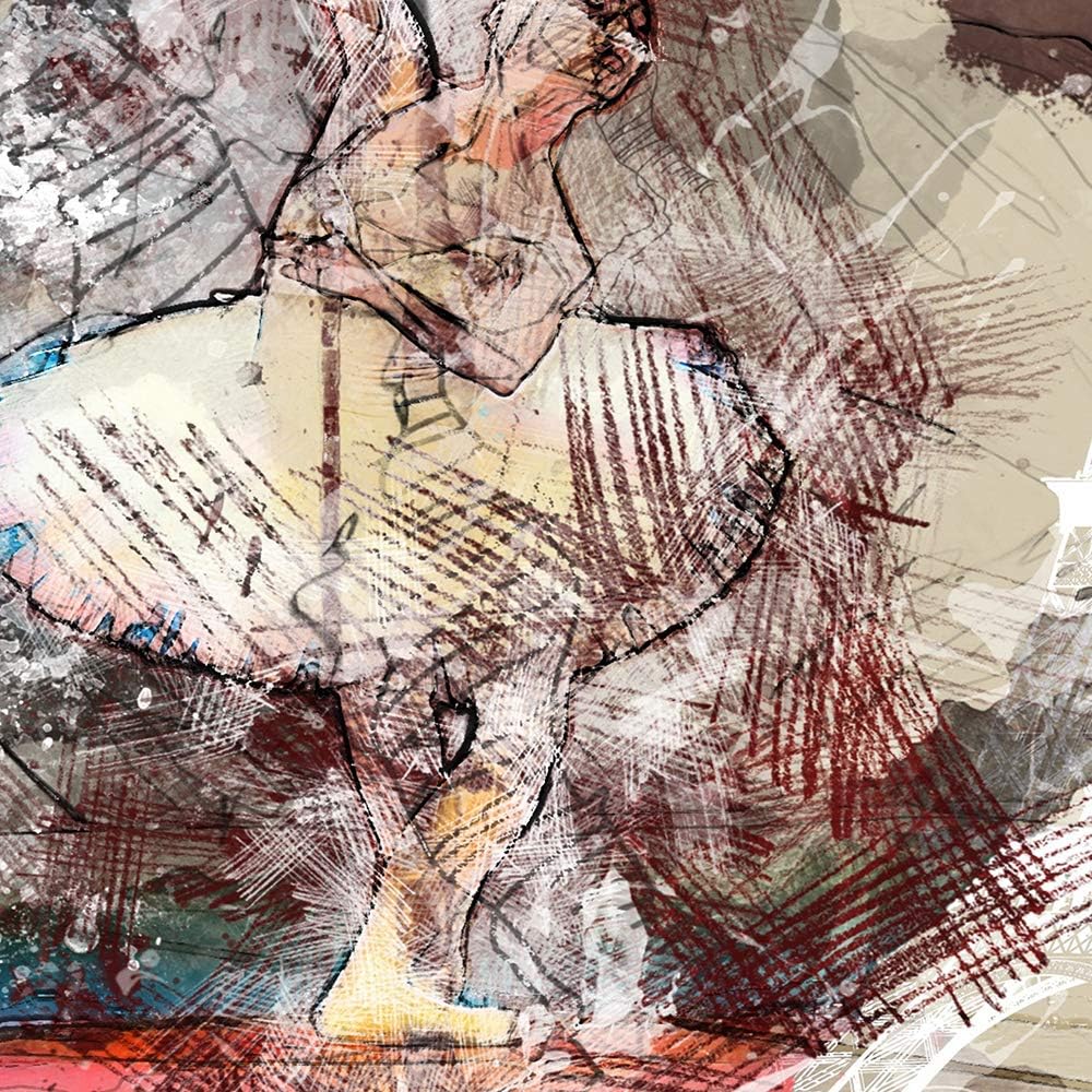 Feeby Leinwandbild Abstraktion 5 TLG Bild Kunstdruck Ballett Paris Noten braun 100x70 cm Leinwandbil