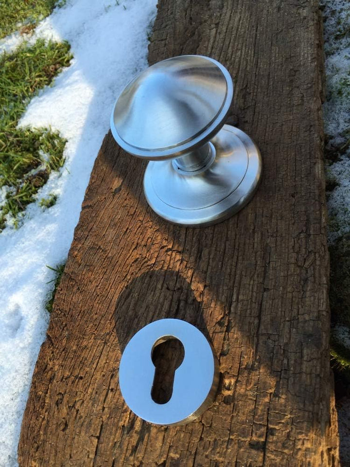 Antikas - Türknauf mit Sicherheitsrosette -Chrom-matt Knauf Haustür Qualität hervorragend!