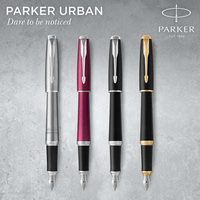 Parker Urban-Füller | Muted Black mit Goldzierteilen | Federstärke M | mit blauer Tinte