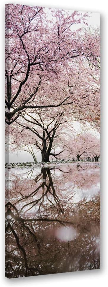 Febby Vlies Leinwandbild XXL Blühende Bäume 50x150 cm Wandbild Kunst Bilder Schlafzimmer Deko Wohnzi