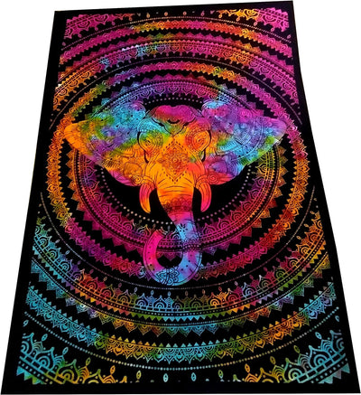 Purpledip Cotton Bed Cover Wall Poster Beach Throw 'Colors of The Jungle': Bohemian Hanging Tapestry