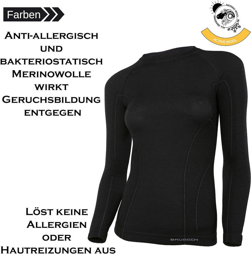 BRUBECK Damen Langarm Funktionsshirt | Atmungsaktiv | Thermo | Sport | Outdoor | Unterhemd | Unterwä