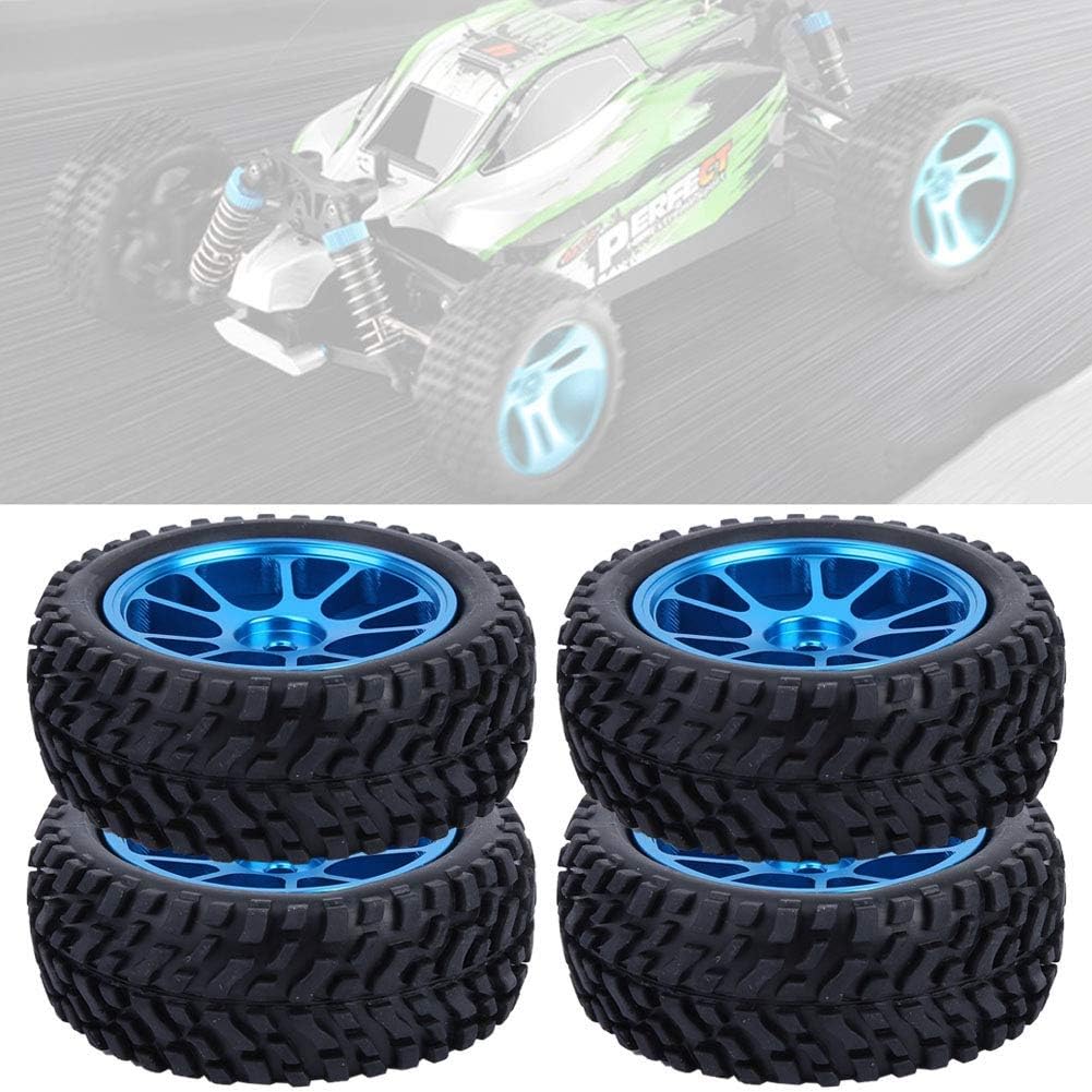 Drfeify RC-Autoreifen, 75-mm-Rallye-Reifen-Ersatzteil aus blauem Aluminium, kompatibel mit WL 1/18 A