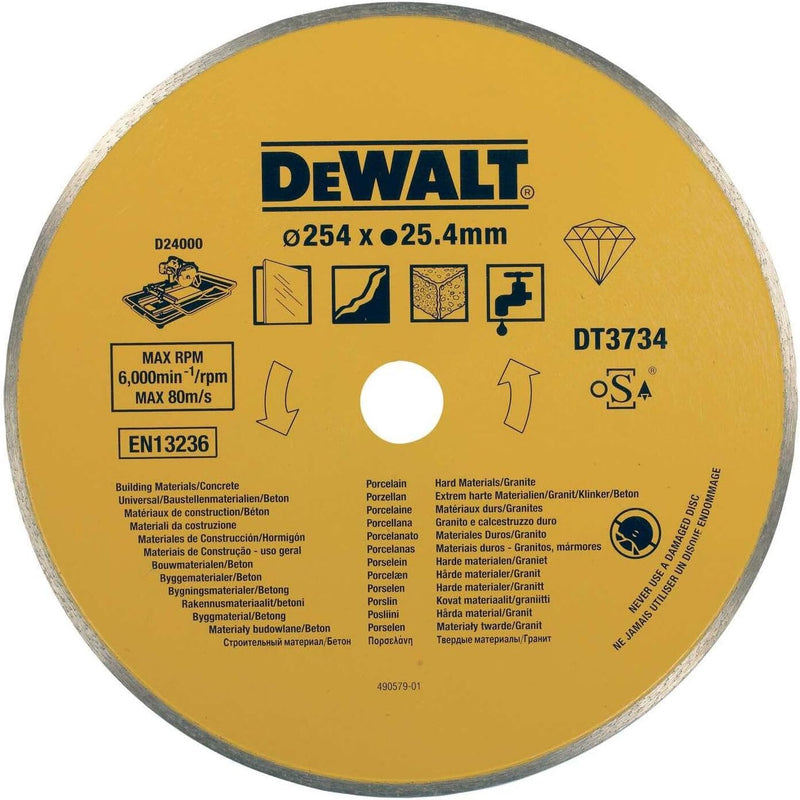 DeWalt Diamant-Trennscheibe (für Stationär-Fliesensägen- Universal, ø 250 mm, Bohrung 25,4 mm, für B