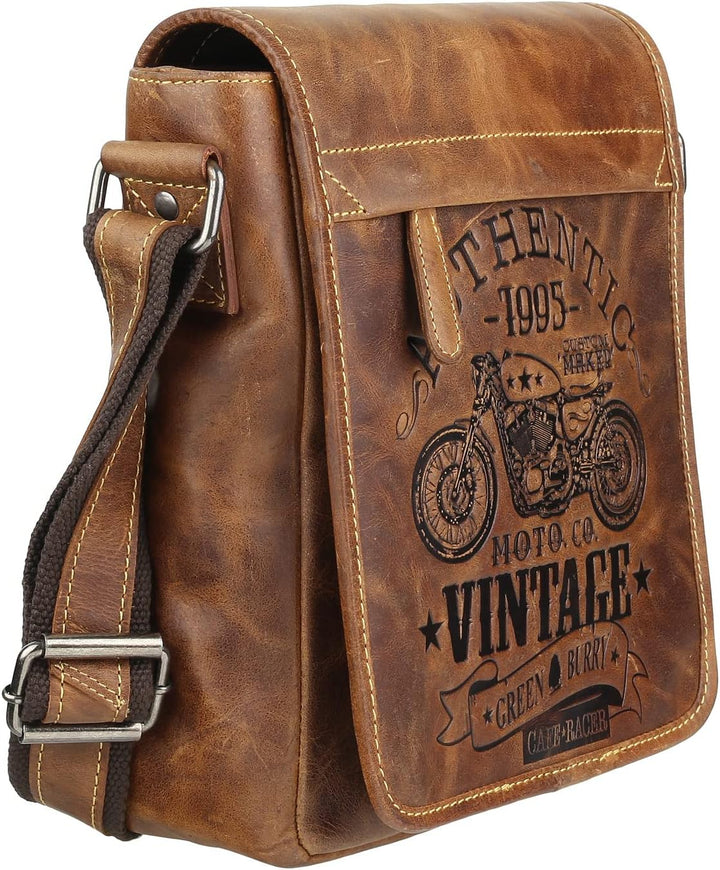 Greenburry Cafe-Racer Flapzip Umhänger 0830, Umhängetasche Brown, Brown