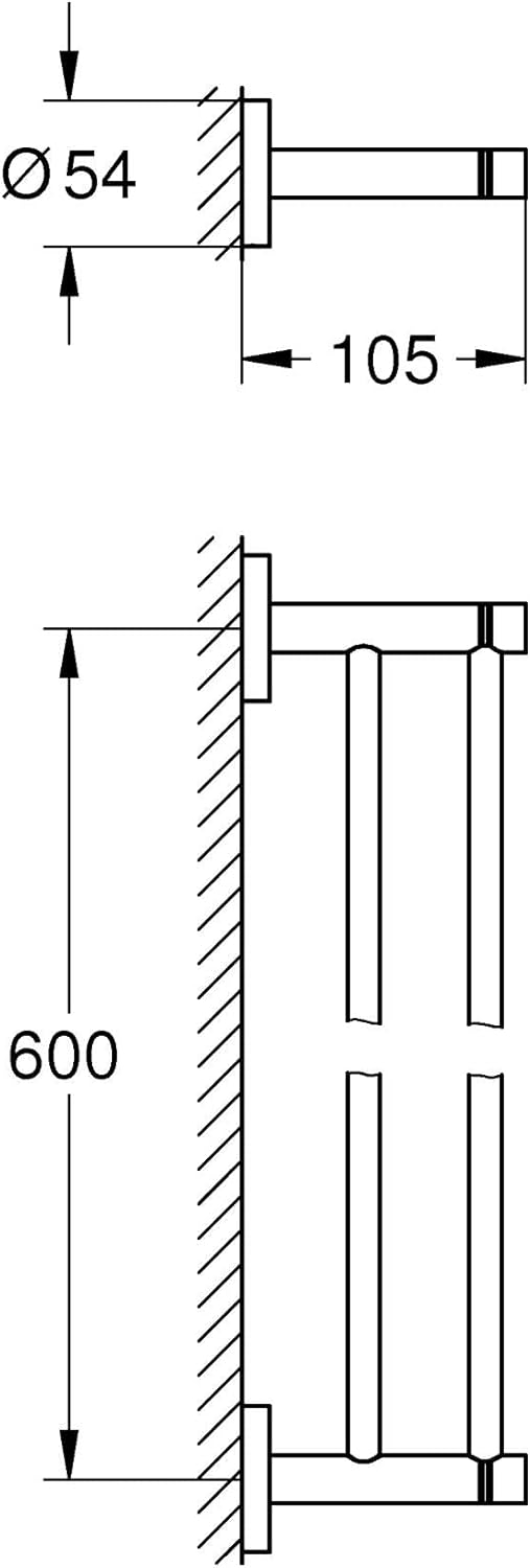 GROHE Start - Doppel- Badetuchhalter (Stichmass 600mm, Material: Metall, inkl. Schrauben und Dübel),