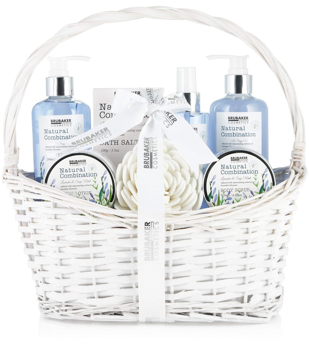 BRUBAKER Cosmetics Beauty Pflegeset - mit Lavendel & Salbei Minze Extrakten - Geschenkset im Henkelk