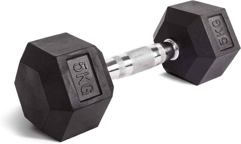 C.P. Sports Hexagon Hanteln gummiert 1-80 kg (Stück) + gratis Griffpolster Dumbbell mit ergonomische