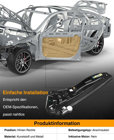 Frankberg Fensterheber Elektrisch Ohne Motor Hinten Rechts Kompatibel mit 7er E65 E66 E67 730 740 74