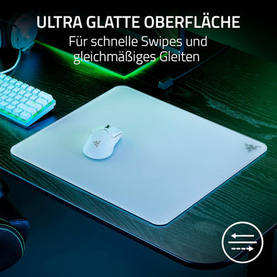 Razer Atlas - Glasmausmatte (Premium gehärtetes Glas, Ultra-Glatte Oberfläche, Mikrogeätzte Oberfläc