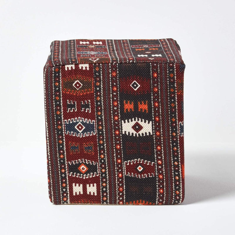 Homescapes Design Sitzwürfel Fusshocker Kilim Pouff mit traditionellem Kilim Muster