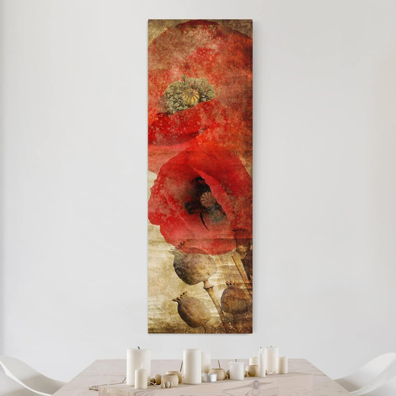 Bilderwelten Leinwandbild Top I Panorama Format 3:1 120 x 40cm Poppy Flower 120cm x 40cm Poppy Flowe