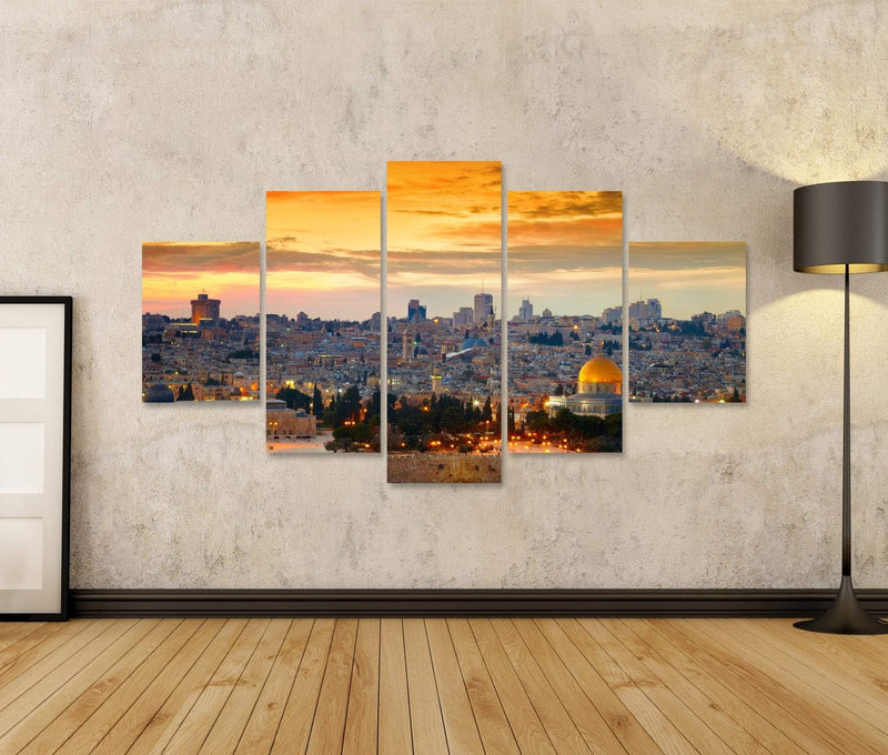 Bild Bilder auf Leinwand Panorama der Jerusalemer Altstadt Israel Wandbild Poster Leinwandbild SWR 1