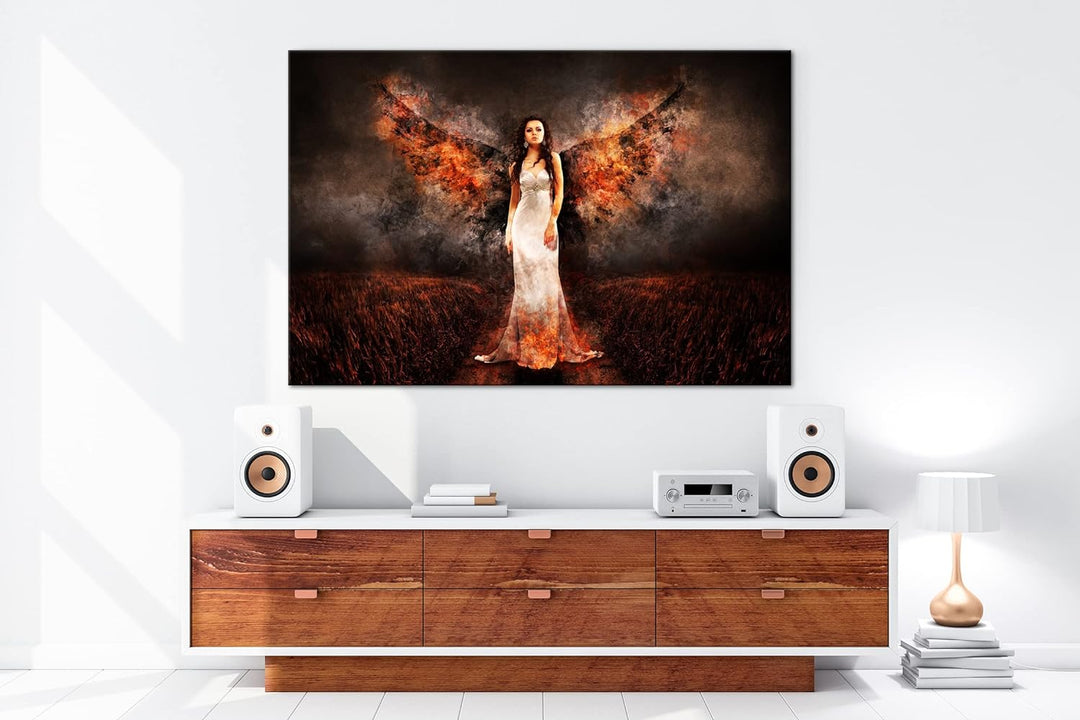 deyoli feuriger Engel Format:75x50 cm als Leinwandbild, Motiv fertig gerahmt auf Echtholzrahmen, Hoc