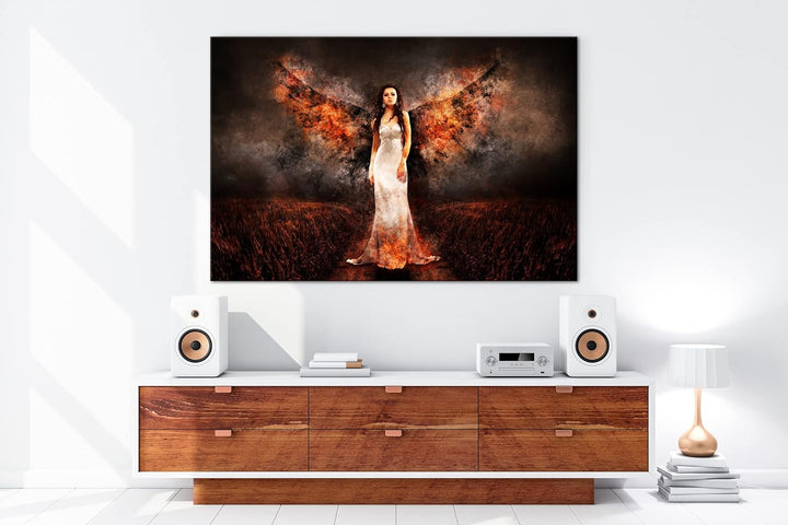 deyoli feuriger Engel Format:75x50 cm als Leinwandbild, Motiv fertig gerahmt auf Echtholzrahmen, Hoc