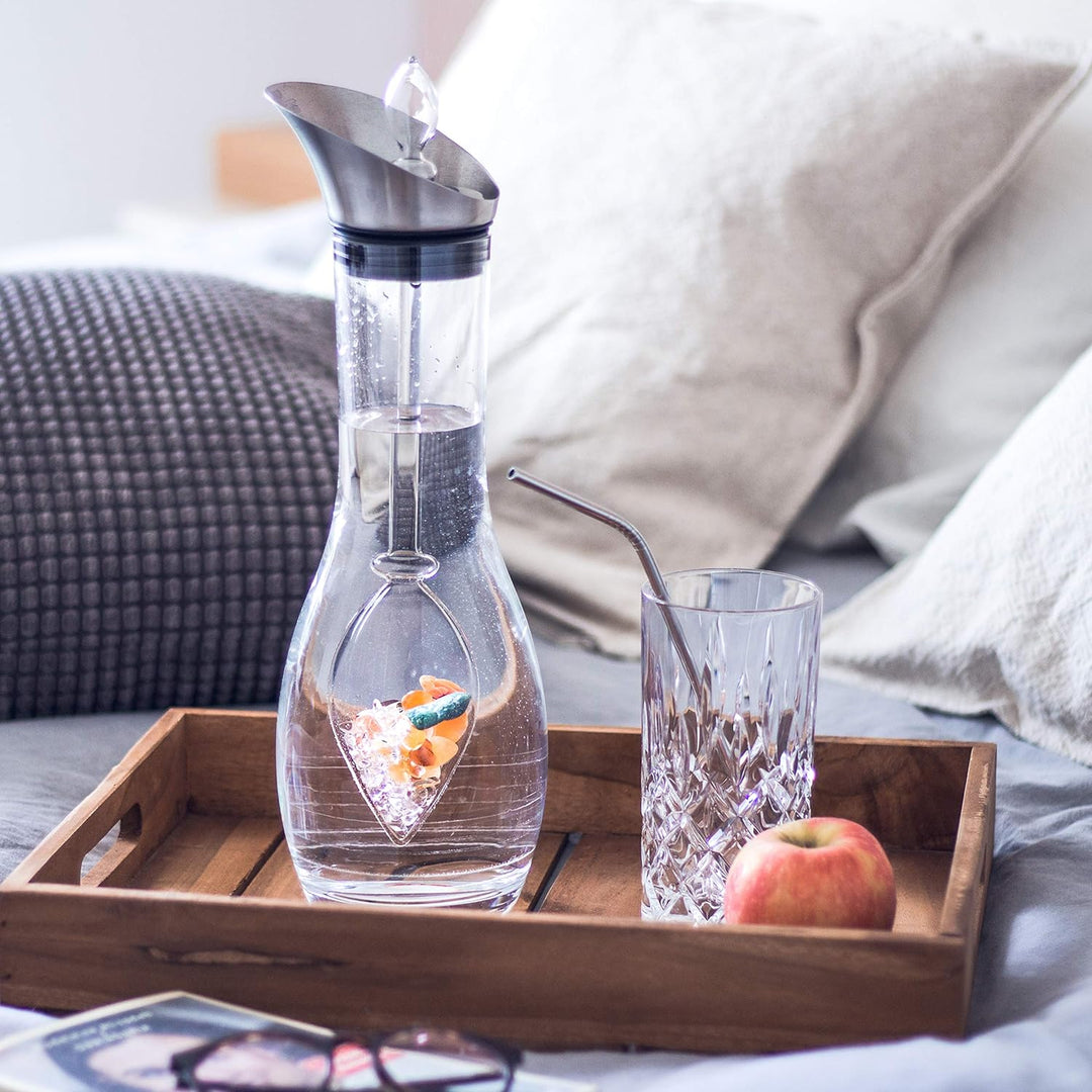 VitaJuwel HAPPINESS Edelsteinwasserset für Zuhause (Karaffe Era & Phiole) mit Jade, Orangencalzit, K
