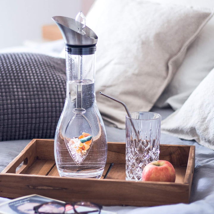 VitaJuwel HAPPINESS Edelsteinwasserset für Zuhause (Karaffe Era & Phiole) mit Jade, Orangencalzit, K