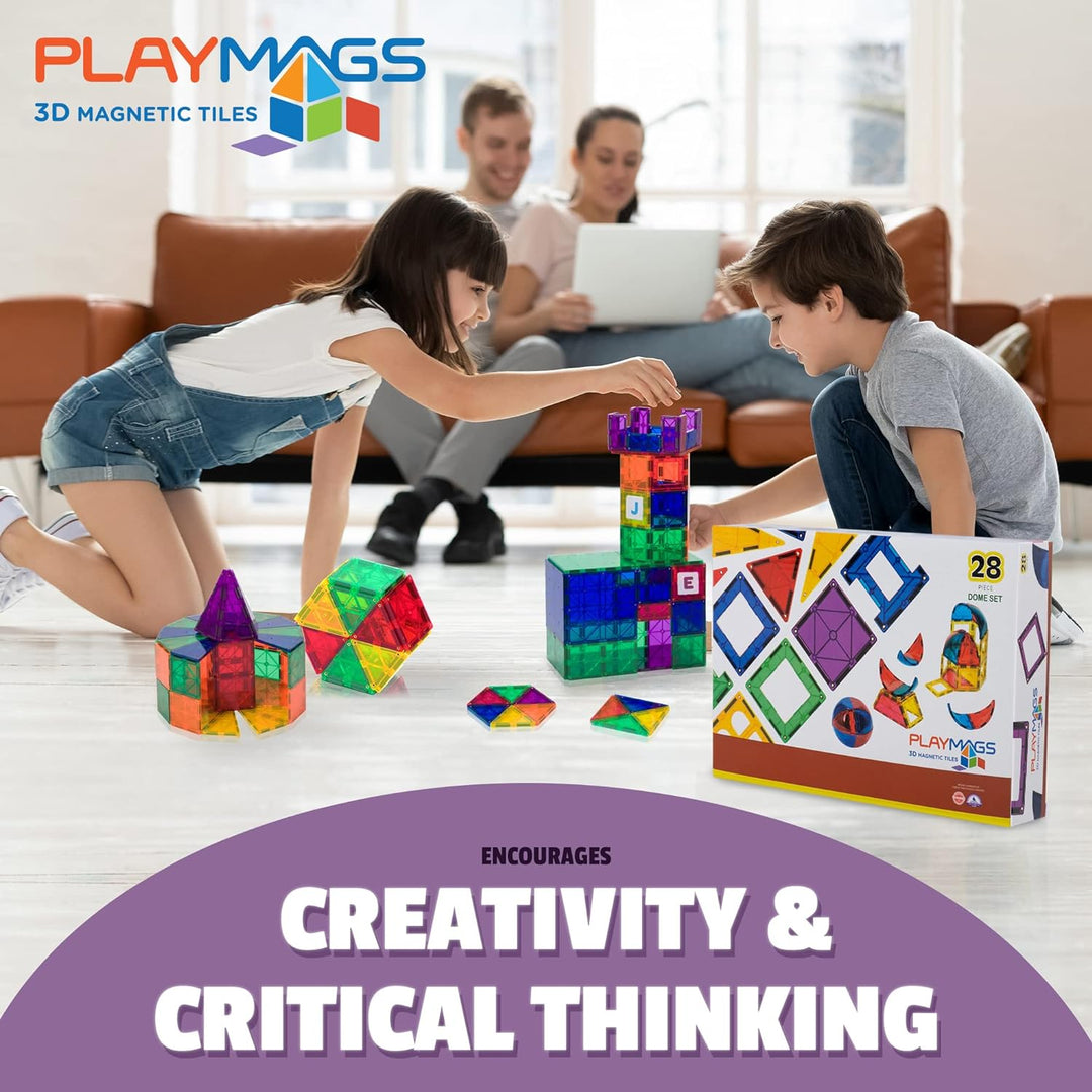 Playmags 3D Magnetische Blöcke für Kinder - Magnet Blöcke Lernen Formen, Farben & Alphabet STEM Magn